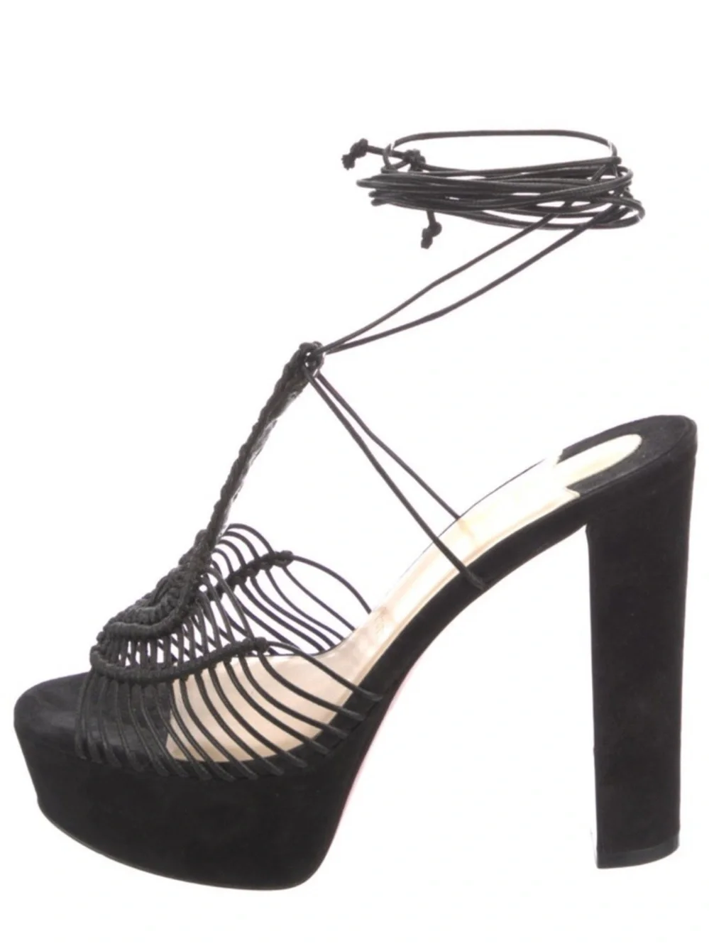 Christian Louboutin Janis in heels Alta 130mm wrap around heels RETAIL 1,295